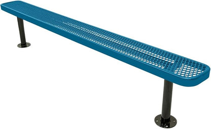 COATEDOUTDOORFURNITURE Coated Outdoor Furniture Heavy-Duty Outdoor Bench Thermoplastic Coated, Expanded Metal, Commercial-Grade Seating, Made in America (Surface Without Back, 8 Ft, Light Blue)