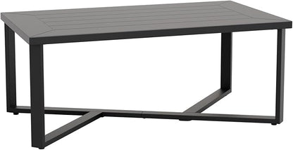 COOS BAY Iron Luxe Outdoor Coffee Table, Modern Weather Resistant Steel Patio End Table for Backyard, Garden, Deck, Porch, Balcony, Black