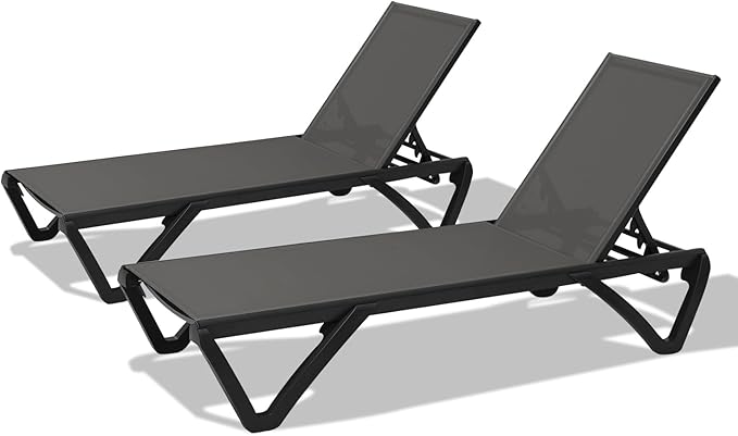 Domi Pool Lounge Chairs Set of 2, Aluminum Chaise Lounge Outdoor - Photo 8
