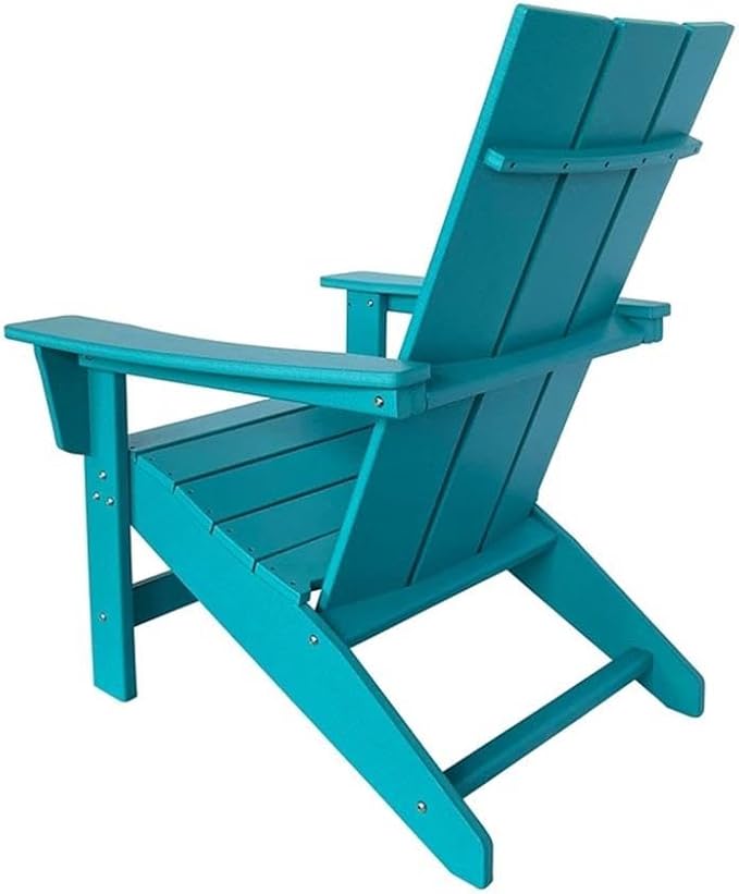Pemberly Row Modern Resin Adirondack Chair, 35.5" H x 29" W x 32" D, Weatherproof HDPE Plastic, Blue Finish, All-Weather UV-Protected Porch or Patio Chair for Outdoor Relaxation