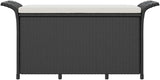 Patio Bench with Cushion Black 45.7"x18.1"x22.4" Poly Rattan Deck Bench Outdoor Bench Porch Bench Garden Bench for - Photo 4