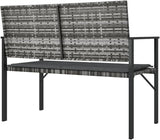 vidaXL Garden Bench Grey PE Rattan 2-Seater Durable Garden Bench - Photo 8