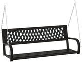 Garden Bench Deck Bench Patio Swing Bench 49.2" Steel and Plastic Black - Photo 2