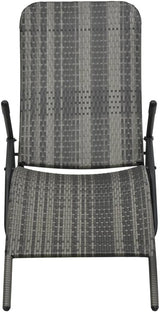 Folding PE Rattan Outdoor Chaise Lounge Chair 55.5" L Grey, Ergonomic Modern Sunlounger with Steel Frame - Photo 3