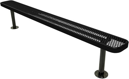 COATEDOUTDOORFURNITURE Coated Outdoor Furniture Heavy-Duty Outdoor Bench Thermoplastic Coated, Expanded Metal, Commercial-Grade Seating, Made in America (Surface Without Back, 8 Ft, Textured Black)
