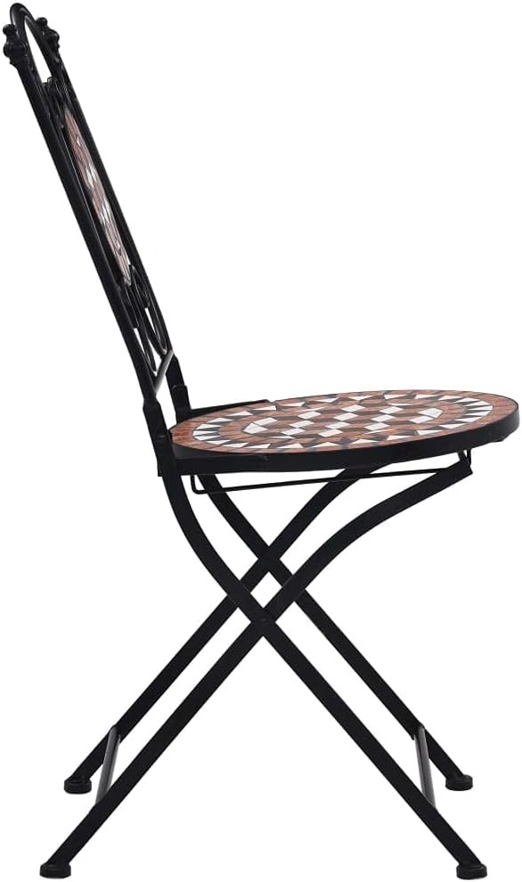 Mosaic Bistro Chairs 2 pcs Brown Ceramic Patio Chairs Outdoor Furniture Outdoor Chairs Suitable for Gardens, Pools and Balconies.