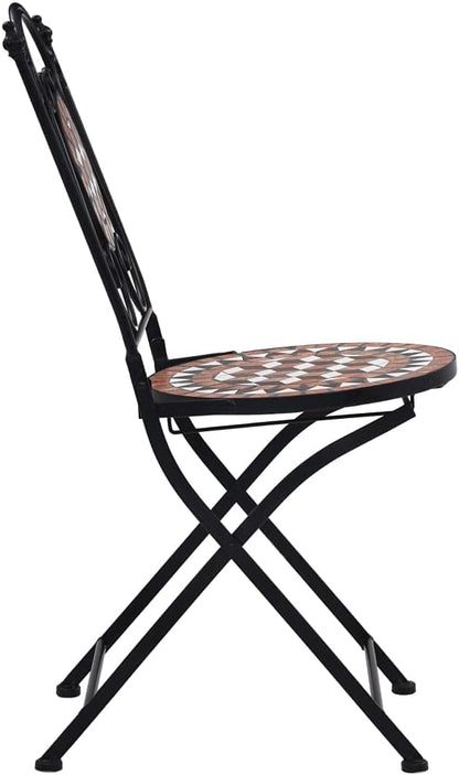 Mosaic Bistro Chairs 2 pcs Brown Ceramic Patio Chairs Outdoor Furniture Outdoor Chairs Suitable for Gardens, Pools and Balconies.
