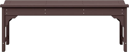 WestinTrends Malibu Outdoor Bench, All Weather Resistant Poly Lumber Backless Patio Garden Bench, Adirondack Curved Bench Seat for Comfort, Dark Brown