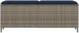 Patio Bench with Cushion Gray Outdoor Benches Park Bench for Lawn Courtyard 43.3"x11.8"x15.9" Poly Rattan - Photo 5
