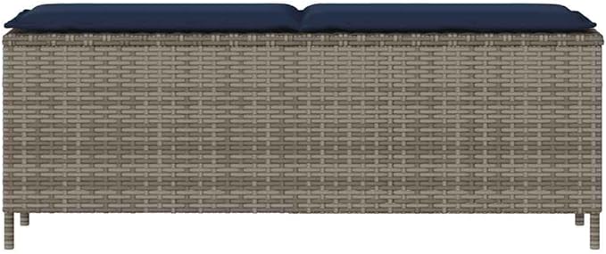 Patio Bench with Cushion Gray 43.3"x11.8"x15.9" Poly Rattan,Poly Rattan Outdoor Garden Bench with Comfortable Cushion Durable Weatherproof Sofa for Yard or Patio Patio Furniture