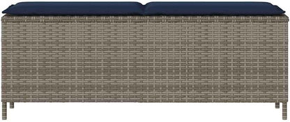 Patio Bench with Cushion Gray 43.3"x11.8"x15.9" Poly Rattan,Poly Rattan Outdoor Garden Bench with Comfortable Cushion Durable Weatherproof Sofa for Yard or Patio Patio Furniture