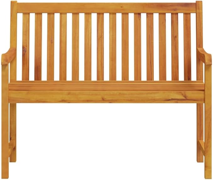 Garden Bench Natural Wood Solid Acacia Wood, 43.3 Inch Outdoor Seating for 2, Weatherproof Patio Furniture, Brown Oiled Finish Porch Bench Bench Seating