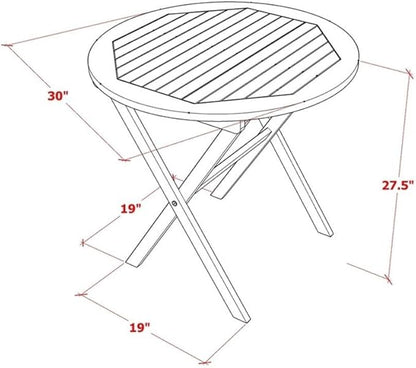 East West Furniture BMNTDNA Patio Furniture Outdoor Acacia Wood Round Coffee Table, 30x30 Inch, Natural Oil