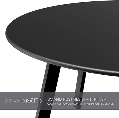 Grand Patio Round Steel Patio Coffee Table, Weather Resistant Outdoor Large Side Table, Black…