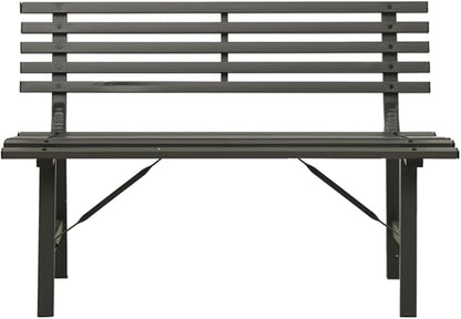 Vintage Black Steel Garden Bench Durable Powder-Coated Outdoor Seating for Patio and Garden, 43.3 Inch Long 23.2 Inch Deep Comfortable Rust-Resistant Furniture