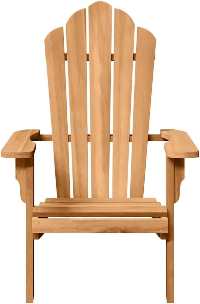 Brown Teak Wood Adirondack Chairs 2 pcs 77 x 78 x 95 cm for Garden Patio Outdoor Seating with Ergonomic Reclining Feature and Durable Solid Wood Construction