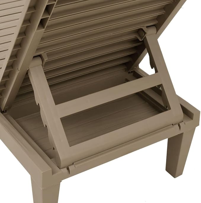 Light Brown Polypropylene Adjustable Folding Sun Lounger 61 x 22.8 x 32.7 in UV Resistant Outdoor Chaise Lounge for - Photo 9