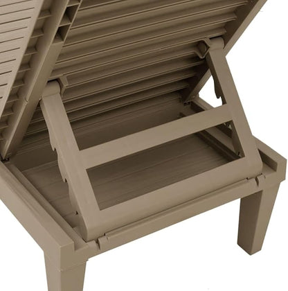 Light Brown Polypropylene Adjustable Folding Sun Lounger 61 x 22.8 x 32.7 in UV Resistant Outdoor Chaise Lounge for Pool Patio Garden Balcony and Beach Relaxation