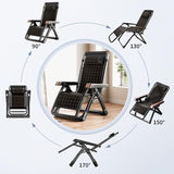 Outdoor Padded Lounge Chair Folding Outdoor Patio Recliner, Anti Gravity Lounger for Backyard w/Headrest, Cup Holder - Photo 4