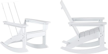 WO WESTIN OUTDOOR HDPE Shoreside Modern Rocking Poly Adirondack Chair (Set of 2),White