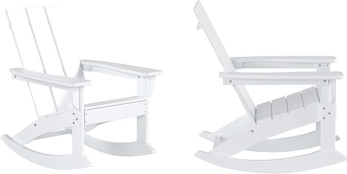WO WESTIN OUTDOOR HDPE Shoreside Modern Rocking Poly Adirondack Chair (Set of 2),White
