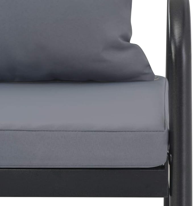Patio Furniture Set 2-Seater Garden Bench Dark Grey Frame Light Grey Cushions Aluminum Polyester Modern Style Comfy Functionality for Garden Balcony