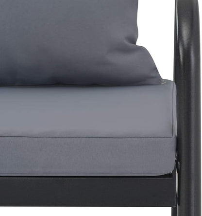 Patio Furniture Set 2-Seater Garden Bench Dark Grey Frame Light Grey Cushions Aluminum Polyester Modern Style Comfy Functionality for Garden Balcony