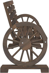 2-Seater Garden Bench, Solid Fir Wood Outdoor Patio Loveseat with Vintage Wagon Wheel Armrests - Photo 5