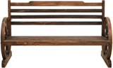 Rustic Firwood Outdoor Garden Bench 44.1x44.1x30.7 in Brown with Wagon Wheel Armrests - Photo 3