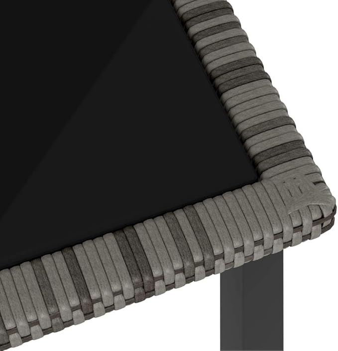 Outdoor Dining Table for Patio Garden, 55-inch Rectangular Poly Rattan Table with Tempered Glass Top - Photo 5