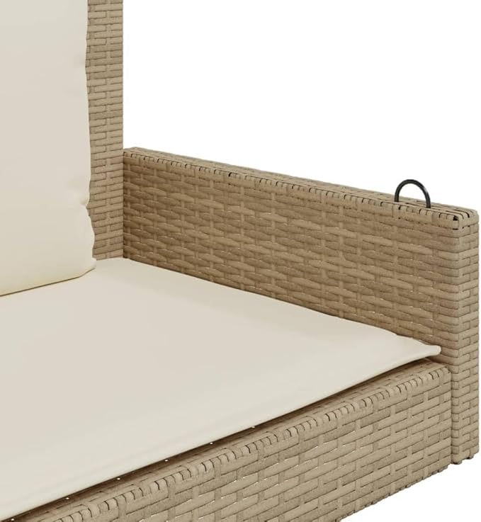 Swing Bench Beige PE Rattan Powder-Coated Steel Standard Outdoor Relaxation Modern Design Comfortable Seating for Garden Patio