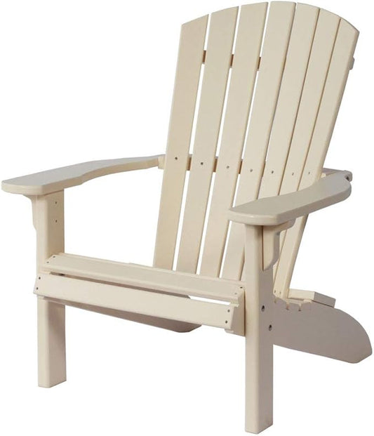Leisure Lawns Poly Plastic Fanback Adirondack Chair, Outdoor Patio Chair - Amish Made in USA (Ivory)