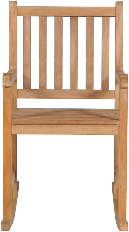 Solid Teak Rocking Chair 36.4" Wide Rocker Outdoor Lounge Chair Natural Frame Cream Cushion Balcony Garden Patio Chairs for Relaxing