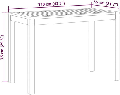 vidaXL - Solid Wood Acacia Outdoor Patio Dining Table 43.3"x21.7"x29.5" - Modern Rectangular Table for Garden Terrace - Brown