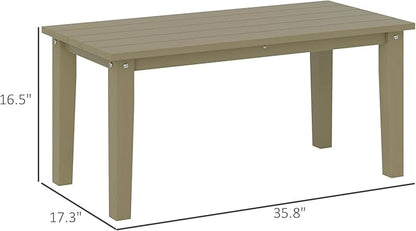 Outsunny HDPE Outdoor Coffee Table, All-Weather Rectangle Patio Coffee Table, Plastic Outdoor Patio Table with Slatted Tabletop for Garden, Balcony, Backyard, Brown