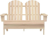 Solid Fir Wood Ergonomic Adirondack Chair 2-Seater Natural Finish Outdoor Patio Furniture Durable Weather Resistant - Photo 3
