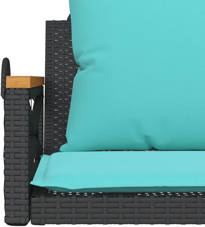 Garden Bench Deck Bench Swing Bench with Cushions Black 24.8"x24.4"x15.7" Poly Rattan - Photo 8