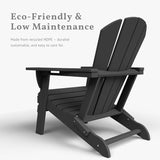 Folding Adirondack Chairs with Cup Holders, Set of 4 HDPE Plastic Outdoor Chairs, Weather Resistant, Real Wood Look - Photo 4