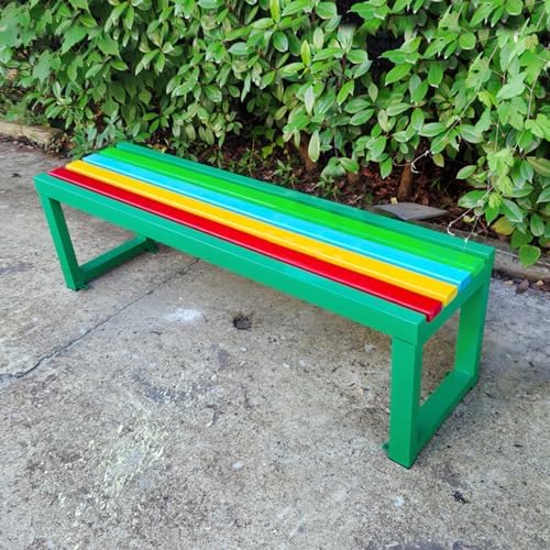 Weatherproof Metal Outdoor Bench, Durable Wood-Plastic Park Seating, 500kg Capacity for Lawn, Patio, Garden, School - 59in Long, Perfect for Any Outdoor Space