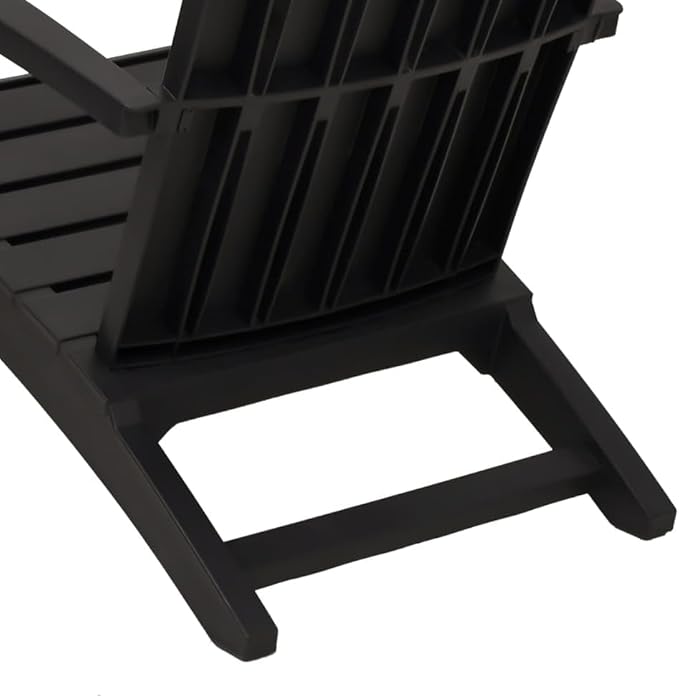 Adirondack Chair Set of 2 Black All Weather Polypropylene 33.5 x 24.8 x 36.6 in for Patio Balcony Porch Deck Small Outdoor Areas
