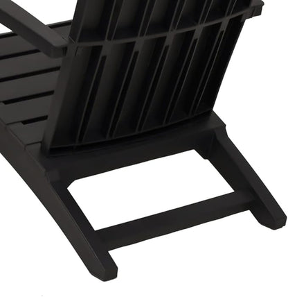 Garden Adirondack Chair Set of 2 Black Polypropylene Standard Outdoor Furniture with Ergonomic Design and Imitation Wood Texture for Patio Balcony