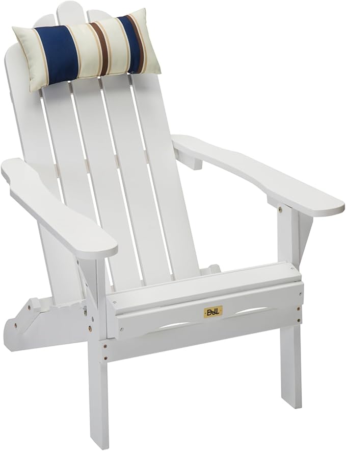 White Adirondack Chair Outdoor Patio Folding Lounge Wood Outside Deck, Porch, Lawn, Pool, Yard, Garden, Fire Pit, Heavy Duty