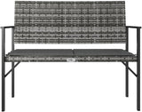 vidaXL Garden Bench Grey PE Rattan 2-Seater Durable Garden Bench - Photo 6