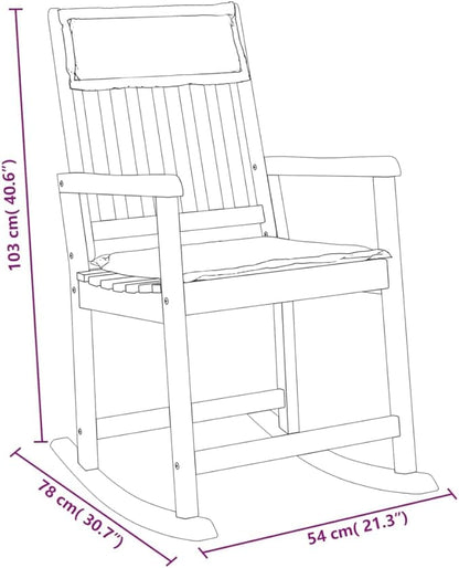 Solid Acacia Wood Rocking Chair with Soft Cushions, Indoor Outdoor Patio Rocker for Living Room, Garden, Porch, Ergonomic Comfort Cream White