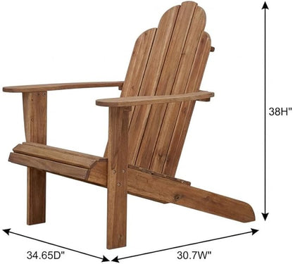 Acorn Brown Adirondack Chair with Solid Wood and Acacia Construction, Comfortable Lounge Design, Durable Finish, Weather-Resistant Finish