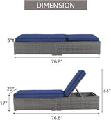 Patiorama Outdoor Patio Chaise Lounge Chair, Elegant Reclining Adjustable Pool Rattan Chaise Lounge Chair with Cushion - Photo 4