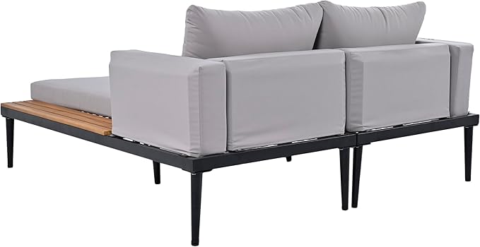 Modern Outdoor Patio Daybed with Wood Topped Side Spaces for Drinks - Photo 5