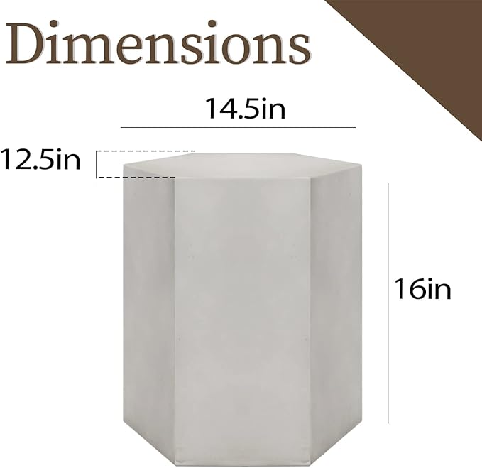 COSIEST Concrete Accent Table, Hexagon Patio Side Table 14.5''Wx16''H, Modular Design Indoor Outdoor End Table - Photo 2