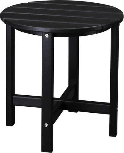 Vasitelan Patio Adirondack Side Table, Double Outdoor Side Table, Poly Lumber end Table, Weather Resistant for Indoor, Patio, Pool, Porch (Black)