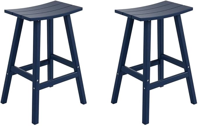 Costaelm All-Weather Bar Stools Set of 2, 29" Height Outdoor Bar Stools, Adirondack Poly Patio Bar Stool for Patio, Deck, Kitchen Counter and Garden,